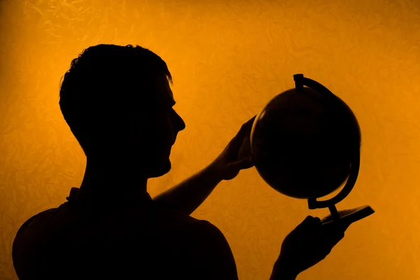Hold the World - silhouette of man — Stock Photo, Image