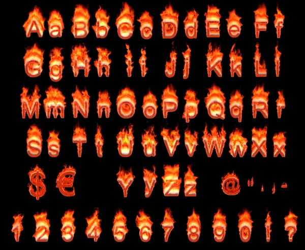 Alfabeto romano em chamas — Fotografia de Stock