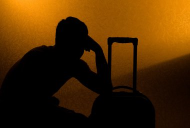 Travel and wait - silhouette of man clipart