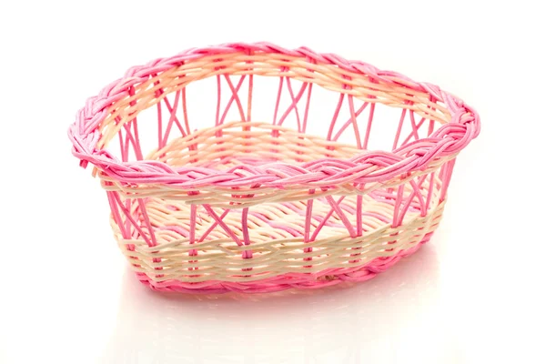Valentines day - Pink woven basket — Stock Photo, Image