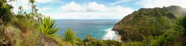 Panoramic view over Na Pali coast. clipart