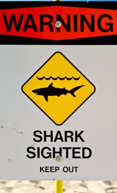 Warning, sharks, sign. clipart