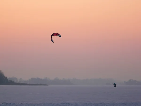 stock image Kite skating at sunset