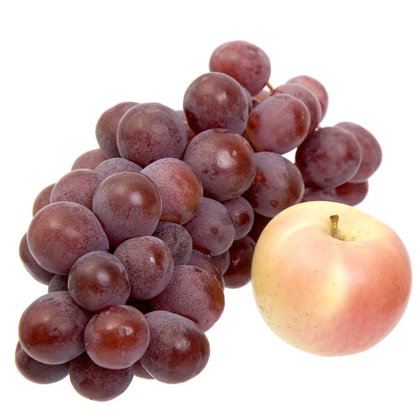 Apple and grapes on a white background — Stock Photo, Image