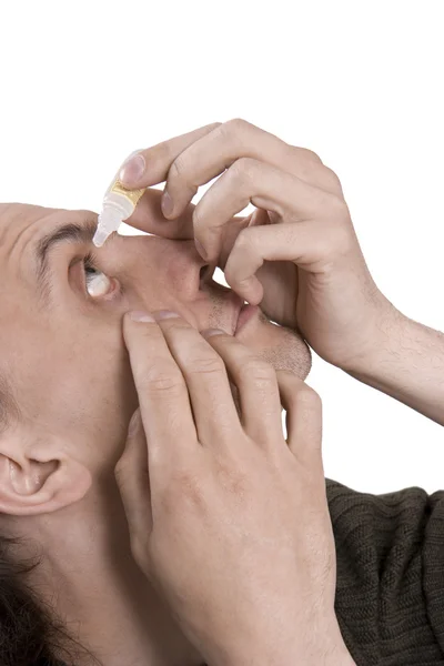 Szélmalom a pitypang mező아픈 눈을 위한 의학 — 스톡 사진