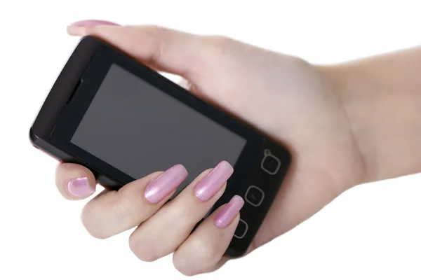 Mână cu un telefon mobil — Fotografie, imagine de stoc