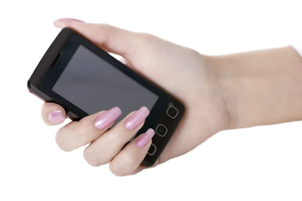 Ręka z telefonem komórkowym — Zdjęcie stockowe