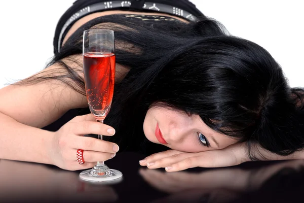 The girl with a glass — Stock Photo, Image