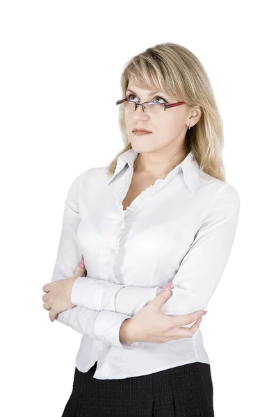 The business young woman in spectacles — Stock Photo, Image