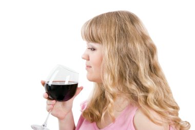 The young woman with a wine glass clipart