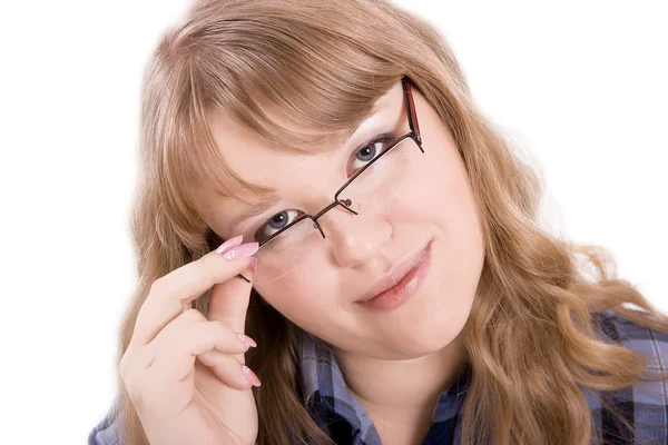 Mladá žena v brýlích — Stock fotografie