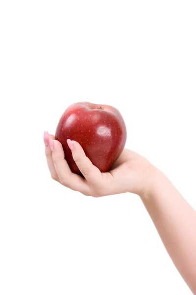 Apple on a palm — Stock Photo, Image
