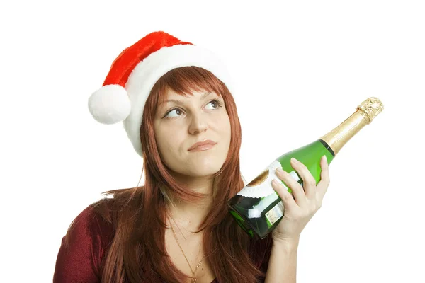 The girl in a Christmas cap — Stock Photo, Image