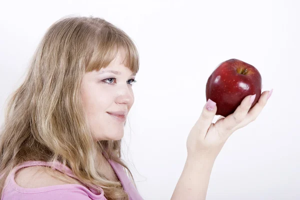 Portrait of the girl with apple — Stock Photo, Image