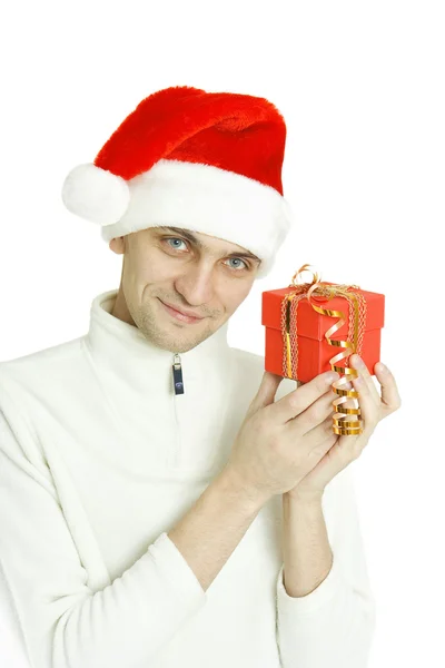 The young man in Christmas cap — Stock Photo, Image