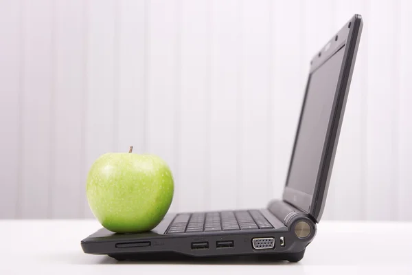 stock image The laptop and apple