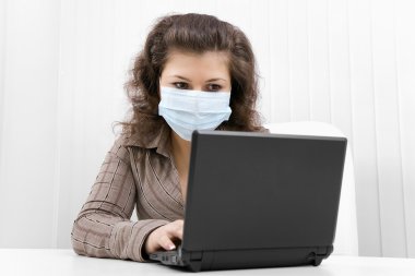 The young woman in medical mask clipart