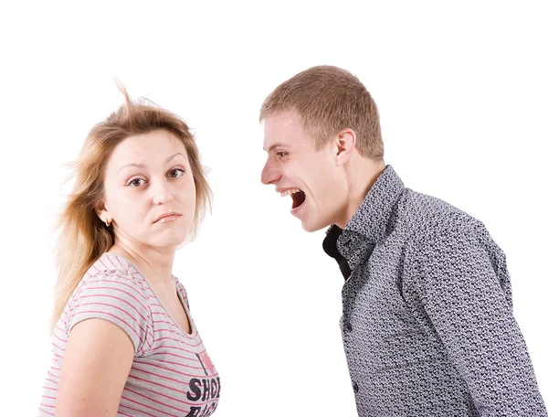 Mężczyzna krzyczy na kobietę — Zdjęcie stockowe