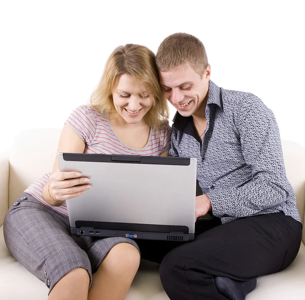 Two young men with the laptop Royalty Free Stock Photos