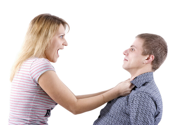 Woman abusing a man