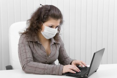 The young woman in medical mask clipart