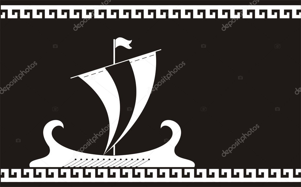 Greece ancient ship silhouette