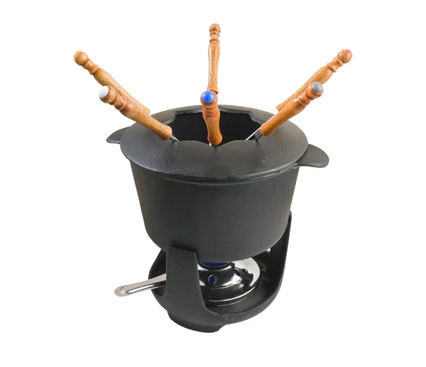 Cast iron fondue set — Stock Photo, Image