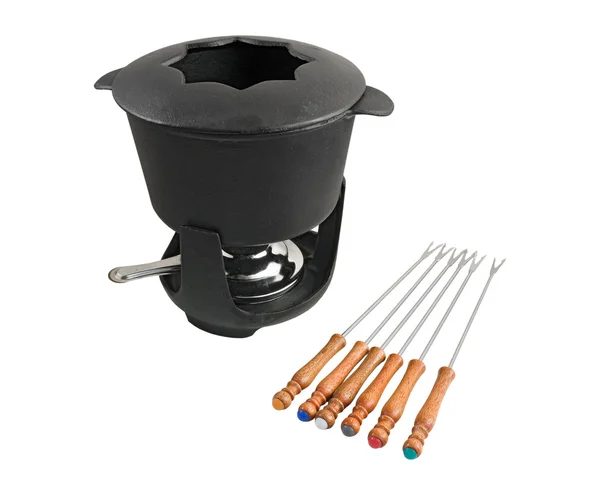 Conjunto de fondue ferro fundido 2 — Fotografia de Stock