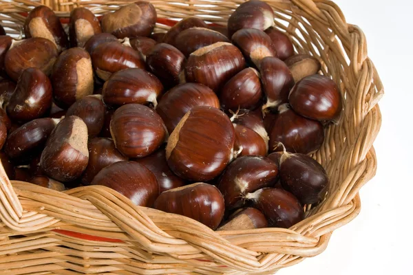 Basket with chestnuts — Stock Photo, Image