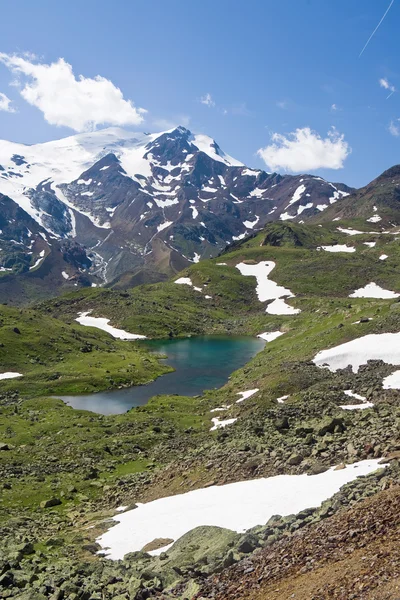 Cevedale mount en meertjecevedale Dağı ve küçük bir göl — Stockfoto