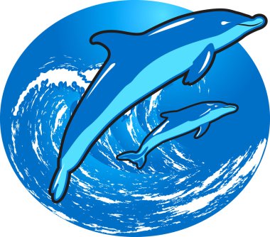 Jumping dolphins clipart