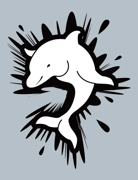 Glücklich plantschender Delfin — Stockvektor