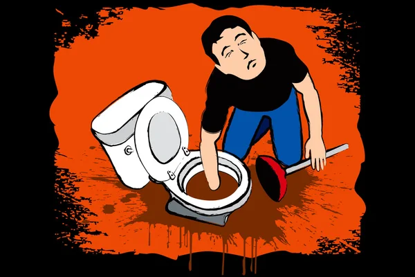 Guy stanovení toaletu — Stockový vektor