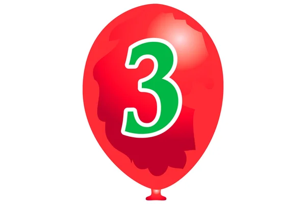 Ballon numéro trois — Image vectorielle