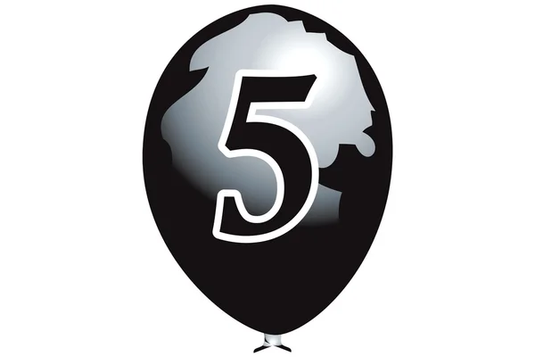 Ballon nomor lima - Stok Vektor