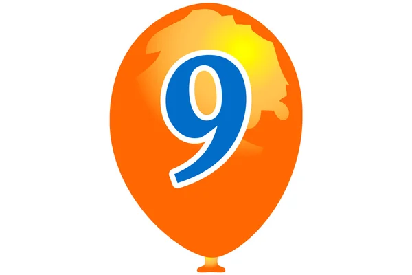 Balon nomor sembilan - Stok Vektor