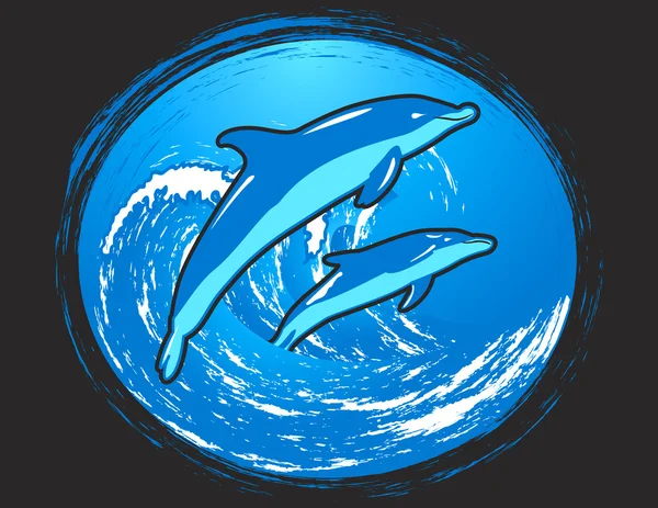 Delfines saltarines — Vector de stock