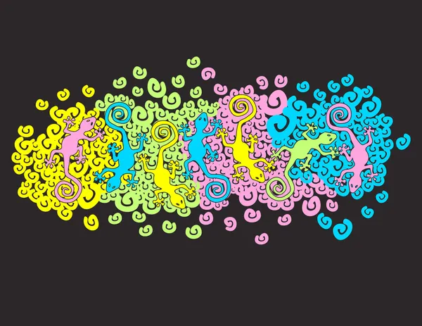 Geckos couleur pastel — Image vectorielle