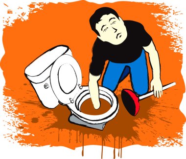 Man fixing restroom clipart