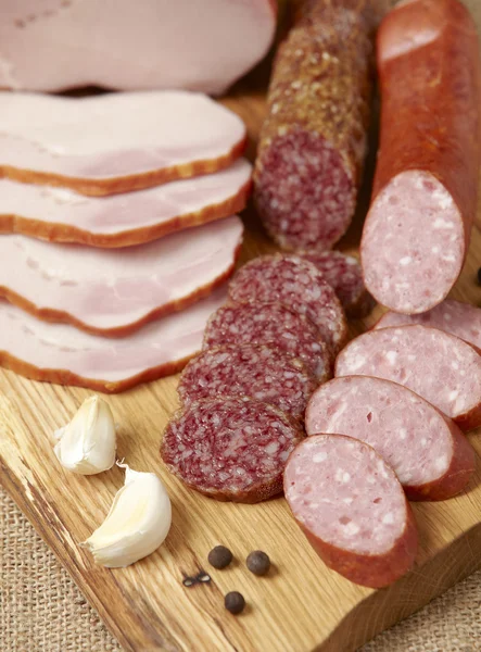 Meat and sausages — Stock Photo, Image