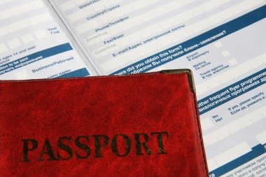 Passport on application form. clipart