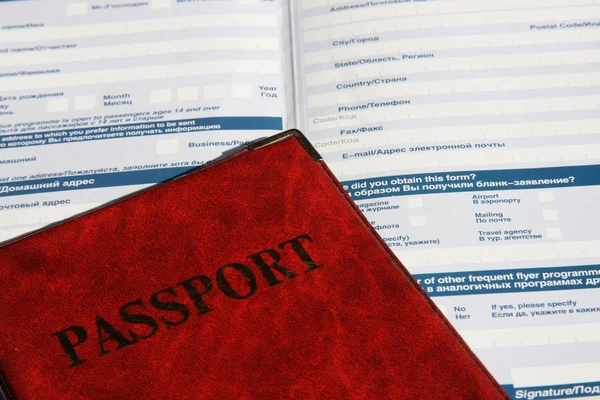 stock image Passport on application form.