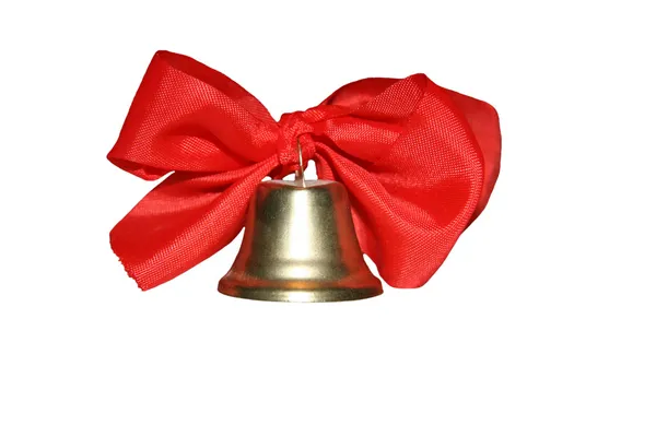 stock image Bell with red ribbons isolated on white