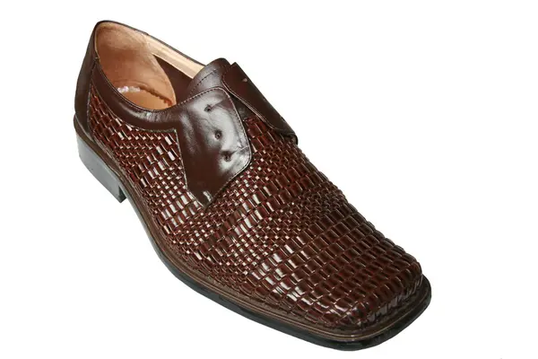 Sapato de homem marrom isolado em branco — Fotografia de Stock
