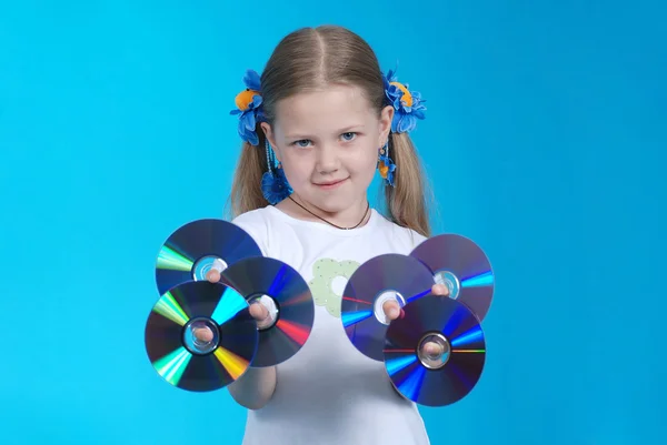 The girl holds CD — Stock Photo, Image