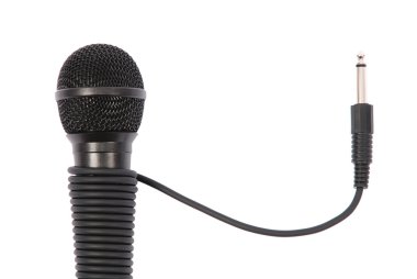 Beyaz arkaplanda mikrofon izole edildi