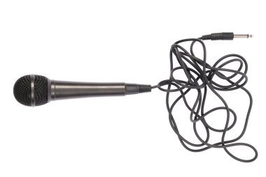 Beyaz arkaplanda mikrofon izole edildi