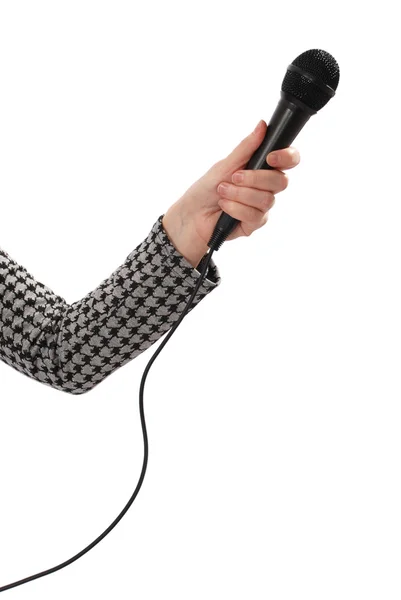 Mão com microfone — Fotografia de Stock