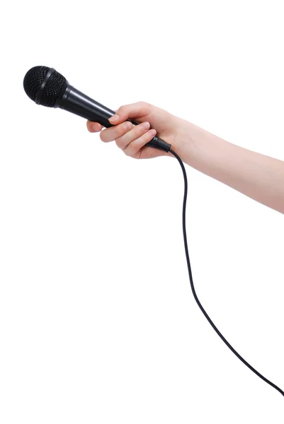 Hand with microphone — Stock Photo, Image