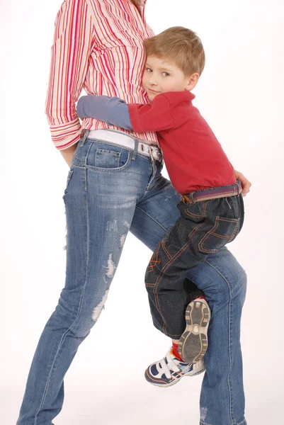 stock image The boy plays with mum